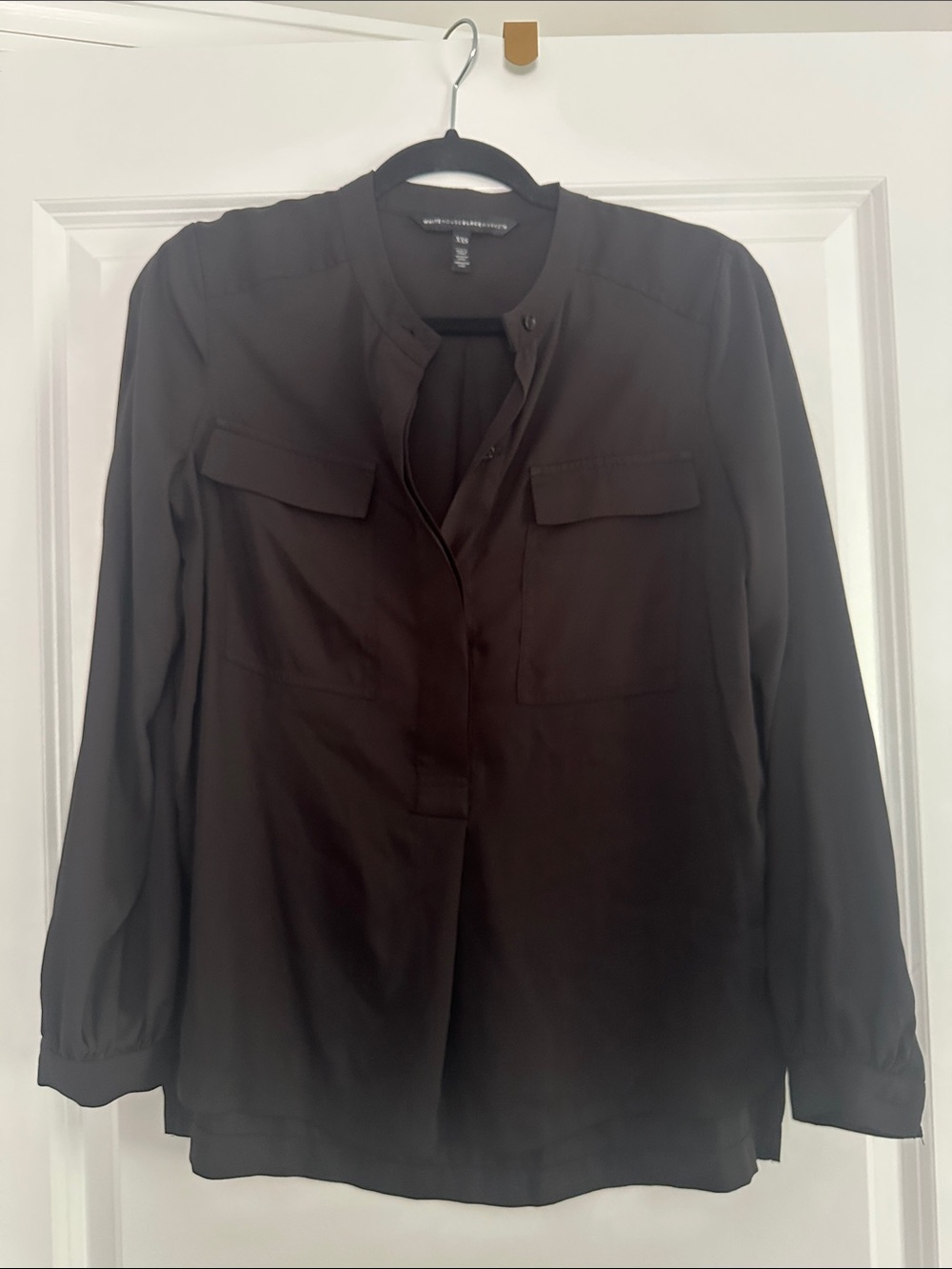 White House Black Market Black Long-Sleeve Blouse